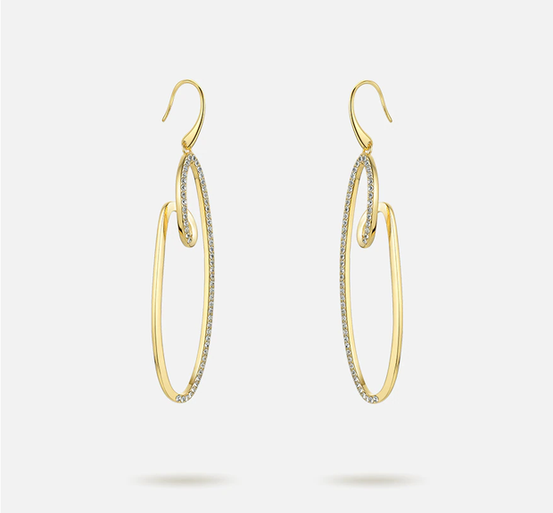 Ocean Wave 18K Gold Drop Earrings For Women