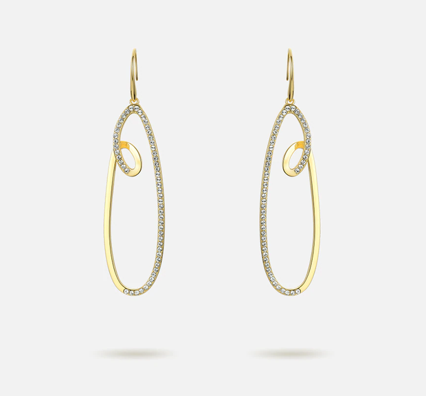 Ocean Wave 18K Gold Drop Earrings For Women