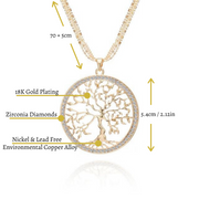 Large Tree Of Life Necklace With Gold Pendant And Zircon For Women