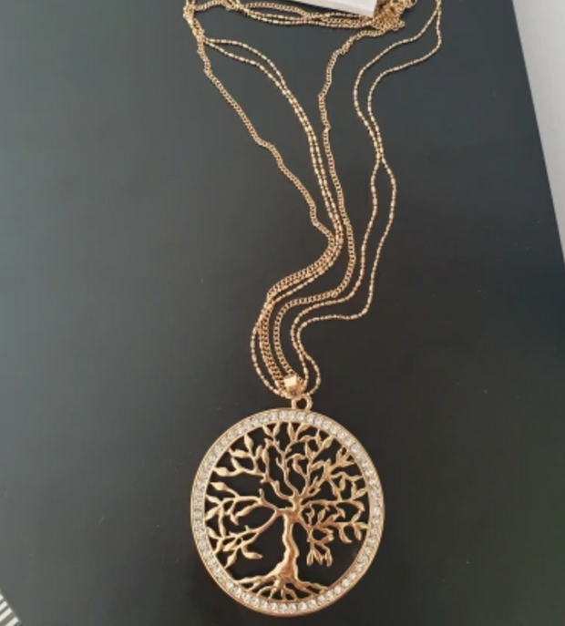 Large Tree Of Life Necklace With Rose Gold Pendant And Zircon For Women