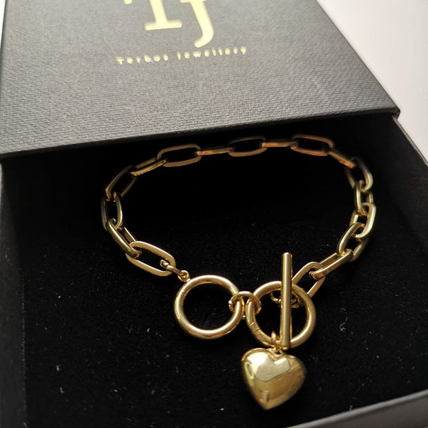 FREEDOM | 18K Gold Chain And Heart Bracelet For Women
