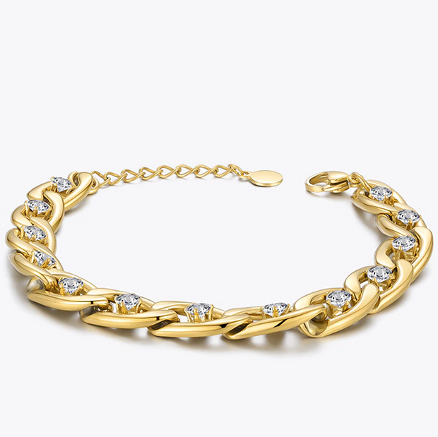 13 Zircon Chain Bracelet For Women 925 Sterling Silver And 18K Gold Plated
