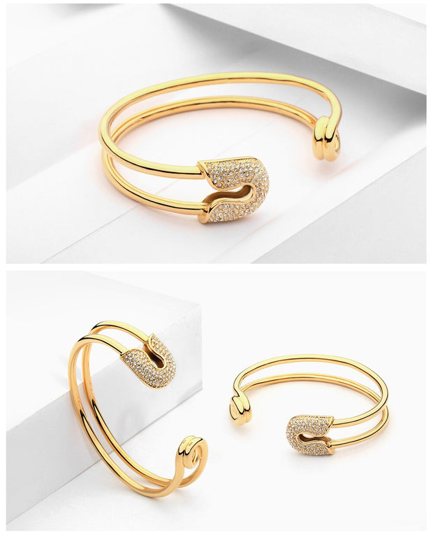 PAPER CLIP | 18K Gold Paper Clip Cuff Bracelet For Women