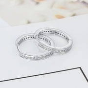 925 Sterling Silver Hoop Earrings With Paved CZ Diamonds