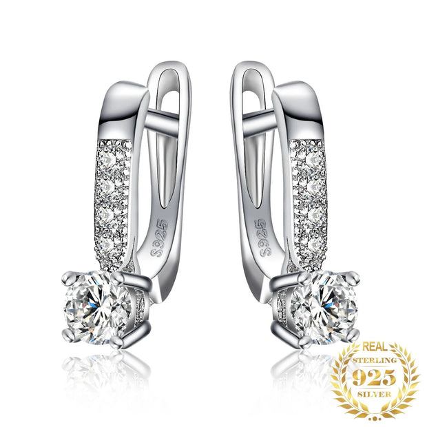 Luxury Hoop 925 Sterling Silver Earrings With CZ Diamonds