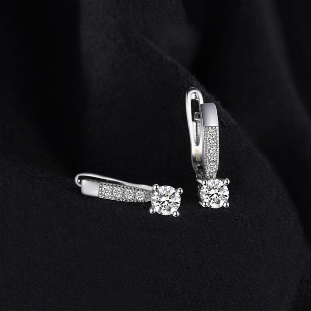 Luxury Hoop 925 Sterling Silver Earrings With CZ Diamonds