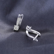 Luxury Hoop 925 Sterling Silver Earrings With CZ Diamonds