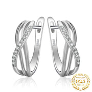 Infinity 925 Sterling Silver Earrings With CZ Diamonds
