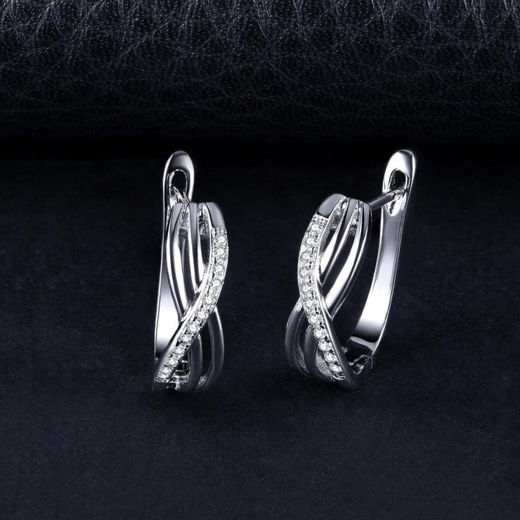 Infinity 925 Sterling Silver Earrings With CZ Diamonds