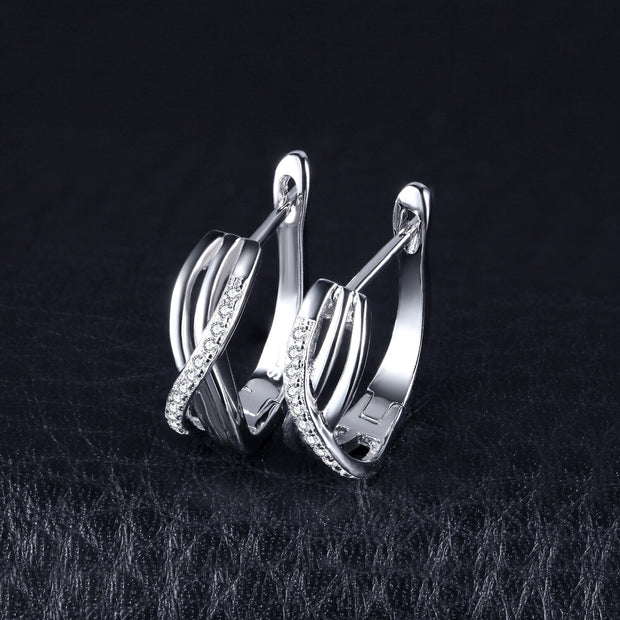 Infinity 925 Sterling Silver Earrings With CZ Diamonds