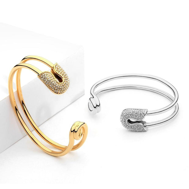 PAPER CLIP | 18K Gold Paper Clip Cuff Bracelet For Women