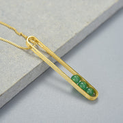 Elliptical Green Aventurine 18K Gold Plated 925 Sterling Silver Necklace For Women Another Setup