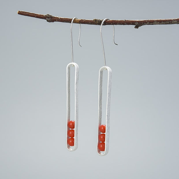 Elliptical Red Aventurine 18K Gold Plated 925 Sterling Silver Earrings For Women On A Branch