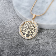 Tree Of Life Necklace With CZ Diamonds - Gold