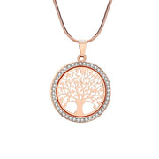 Tree Of Life Necklace With CZ Diamonds - Rose Gold