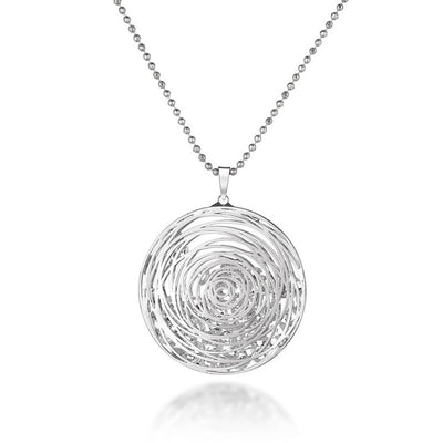 Circled Stones Necklace With CZ Diamonds - Silver