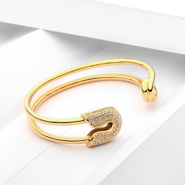 PAPER CLIP | 18K Gold Paper Clip Cuff Bracelet For Women