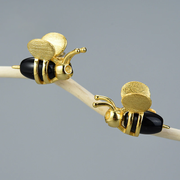Agate 18K Gold Plated 925 Sterling Silver Honey Bee Stud Earrings For Women
