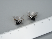 Agate 925 Sterling Silver Honey Bee Stud Earrings For Women